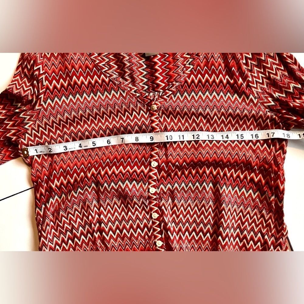 Lucky Brand Live in Love Women’s Chevron Patterned Red Blouse Size Small - Picture 6 of 12